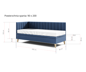 OD RĘKI! INTARO A9 Łóżko 90x200 tapicerowane, tk. Magic velvet 2215 miodowy, wolnostojące tył tapicerowany