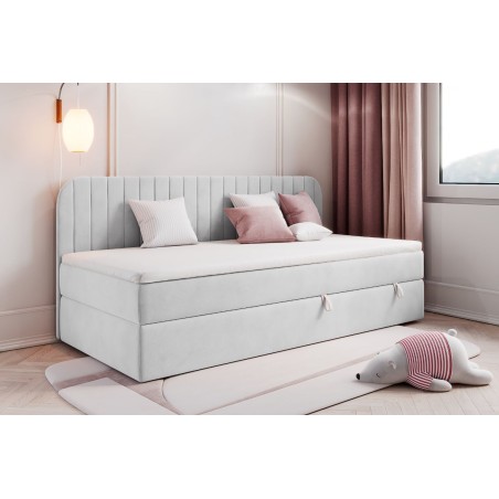 OD RĘKI! MACIUŚ łóżko tapicerowane 90x200 materac Pocet Clasic Comfort, tk. Riviera 82 popiel