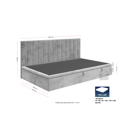 OD RĘKI! INTARO A43 Pojedyncze łóżko 100x200 z pojemnikiem, tk. riviera 81 granat
