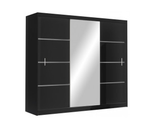 VISTA: Elegancka szafa przesuwna z lustrem 250 cm (biały, czarny, sonoma)