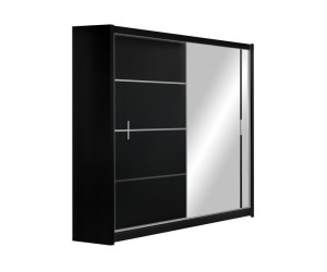 VISTA: Elegancka szafa przesuwna z lustrem 250 cm (biały, czarny, sonoma)