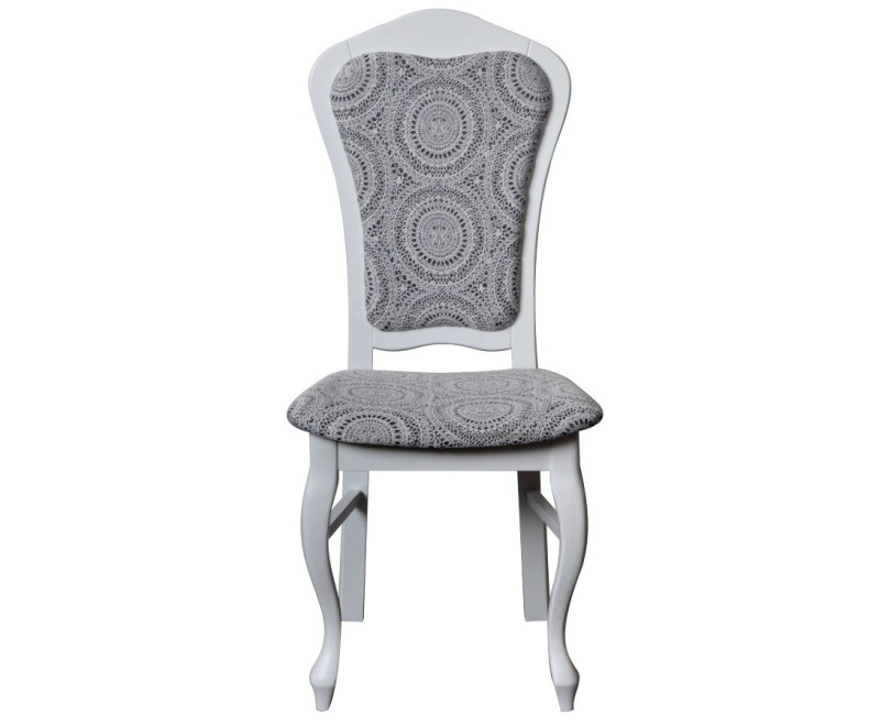 Białe krzesło DAMA w tkaninie LILI nogi LUDWIK