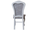 Białe krzesło DAMA w tkaninie LILI nogi LUDWIK