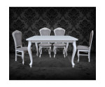 Zestaw: 4 krzesła DAMA w tkaninie LILI  koronka + stół 80x150-190 BRILLANT 2