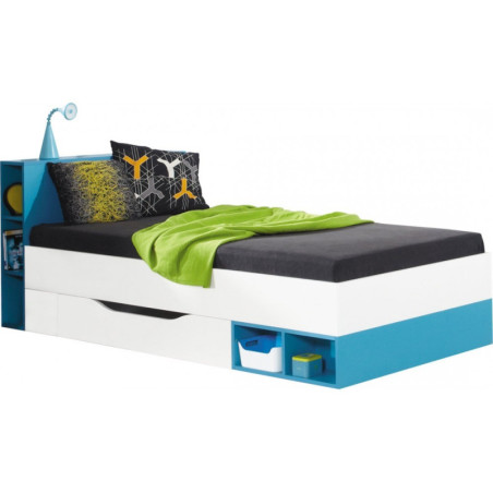 MOBI 18 łóżko mlodzieżowe z szufladą na pościel (turkus / żółty)