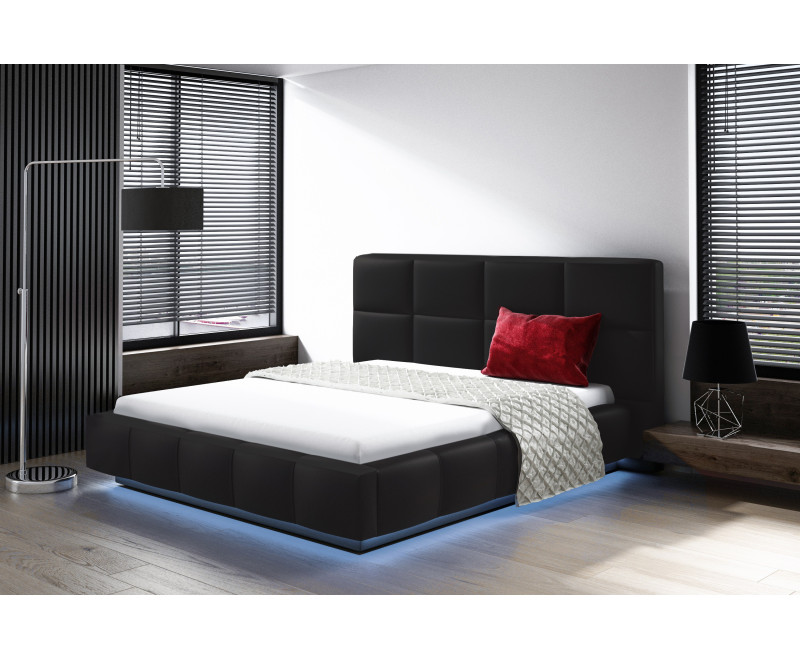 EUPHORIA Tapicerowane łóżko 140x200 z zagłowiem i oświetleniem LED