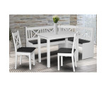 MOOD X1  Biały zestaw kuchenny: ławka narożna tapicerowana + stół + 2 krzesła