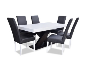 RICARDO ZESTAW: stół RS 5 + 6 x krzesło KR 2, BIAŁO-CZARNY 