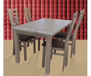 Zestaw MEBLI DO SALONU: krzesła BAGI 4 szt. + stół LARGO, sonoma