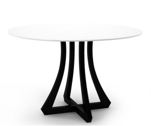 Zestaw: MERSO ORN stół okrągły biały połysk (czarna podstawa) 90 cm + 4x krzesło MERSO S63 + KOŁATKA