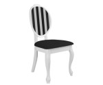 SONIA Białe krzesło z tkaniną w pasy