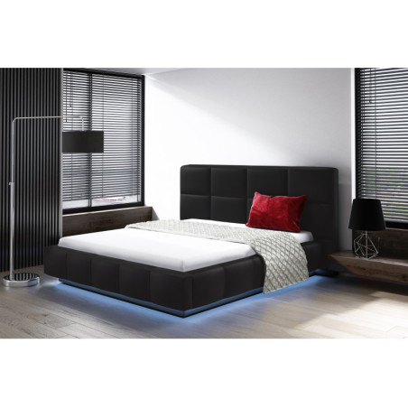 EUPHORIA Tapicerowane łóżko 200x200 z zagłowiem i oświetleniem LED