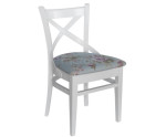 Zestaw: 4x MODERN 1 Białe krzesło tapicerowane z krzyżem + biały stół BOSTON 70x100 cm