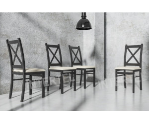 Komplet: 4x krzesło SKANDI z krzyżem, ciemne wenge