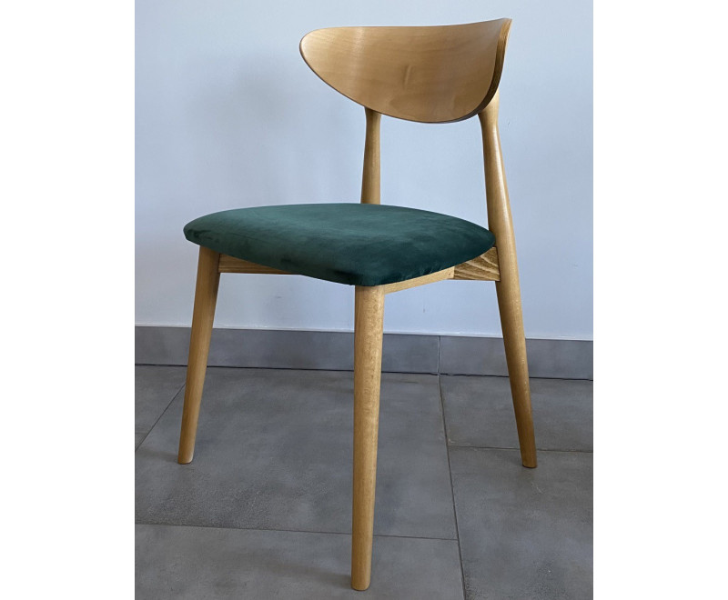 MODERN M33 Krzesło drewniane, dąb jasny, Riviera 38 butelkowa zieleń