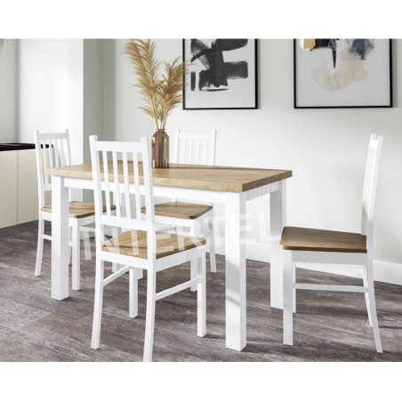 Komplet: 4x krzesło OLAF + stół LAMARENTO 70x100 cm (lefkas + biały)