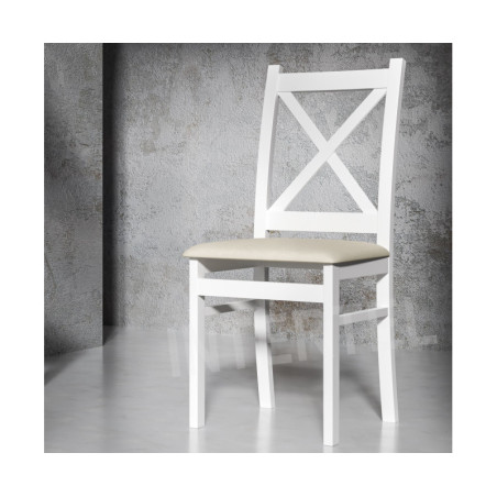 Zestaw biały: Stół okrągły MODERN M37 + 4x krzesło SKANDI z krzyżem