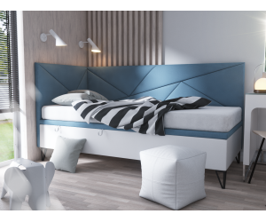 GEOMETRIC 1R Pojedyncze łóżko 80x200 tapicerowane z pojemnikiem