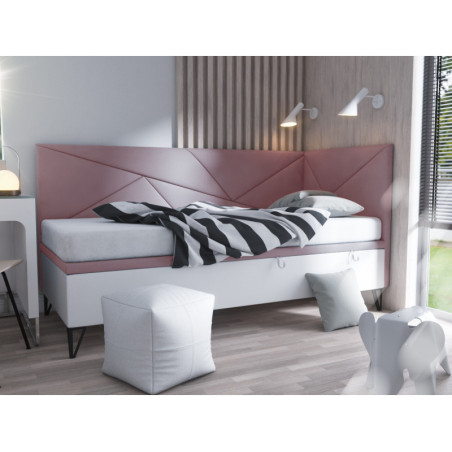 GEOMETRIC 1R Pojedyncze łóżko 100x200 tapicerowane z pojemnikiem