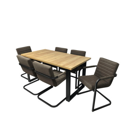 Zestaw: 6x MODERN M32 Krzesło na metalowej ramie + stół MODERN M5 80x125 cm