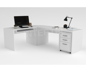 OFFICE BN Białe biurko narożne z kontenerem KB2