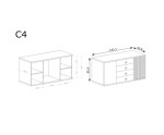 CALI C4-1 Komoda dwudrzwiowa i szufladami, na nóżkach, z lamelami, artisan