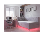 GEOMETRIC 3M Łóżko tapicerowane 80x200 LED RGB z pojemnikiem i materacem