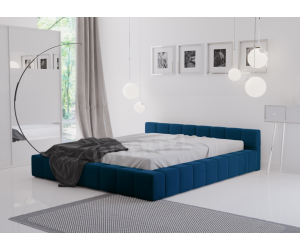 ROSE 3b Niskie łóżko tapicerowane 160x200 z przeszyciami