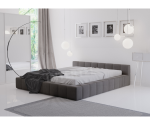 ROSE 3b Niskie łóżko tapicerowane 200x200 z przeszyciami