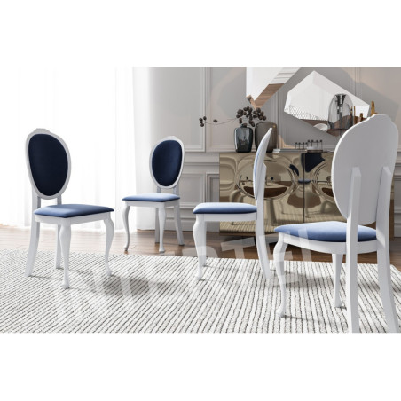 KOMPLET 4x Białe krzesło SONIA kolorowe oparcie