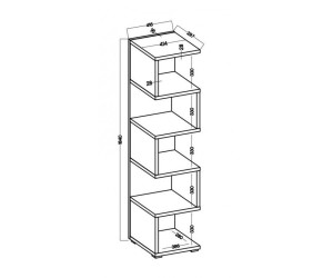 LIVO 01 Asymetryczny regał otwarty, sonoma