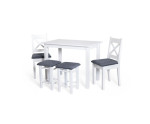 MOOD Biały zestaw: stół 60x100 + 2 krzesła + 2 taborety, TK. loca 21