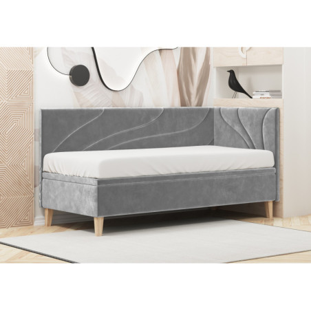NEPTUN 1R Pojedyncze łóżko FALA 90x200 tapicerowane z pojemnikiem