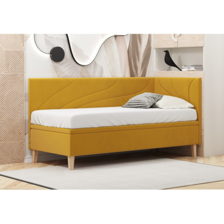 NEPTUN 1R Pojedyncze łóżko FALA 100x200 tapicerowane z pojemnikiem
