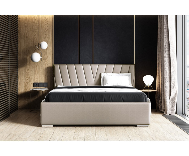 IMPERIA S11 łóżko tapicerowane 140x200 przyszycia skośne, stelaż metalowy