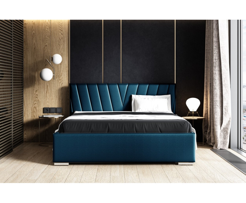 IMPERIA S11 łóżko tapicerowane 160x200 przyszycia skośne, stelaż metalowy