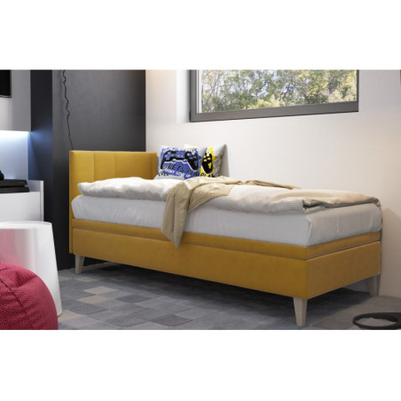INTARO A8 Pojedyncze łóżko 70x200 tapicerowane z zagłowiem i pojemnikiem