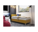 INTARO A8 Pojedyncze łóżko 100x200 tapicerowane z zagłowiem i pojemnikiem