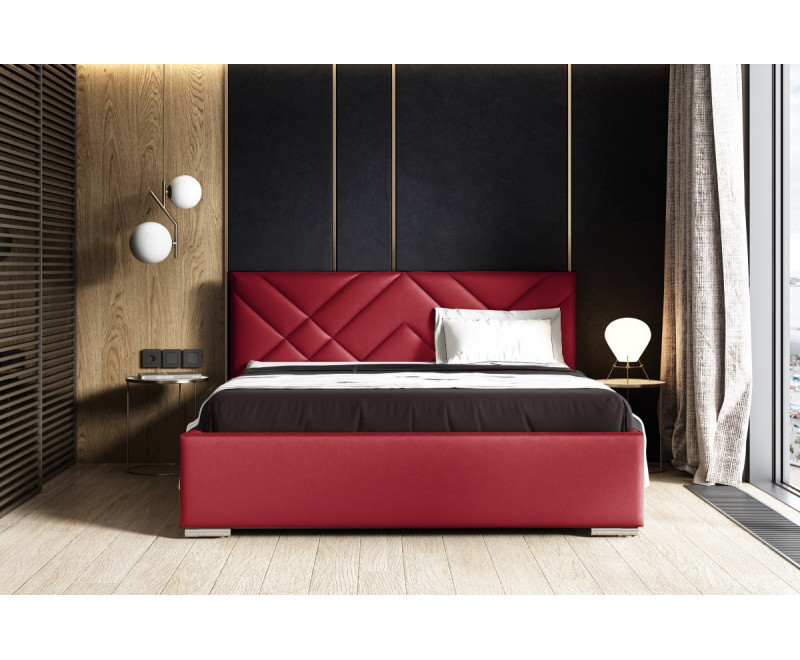 IMPERIA S12 łóżko tapicerowane 180x200 zagłowie przeszycia, stelaż metalowy