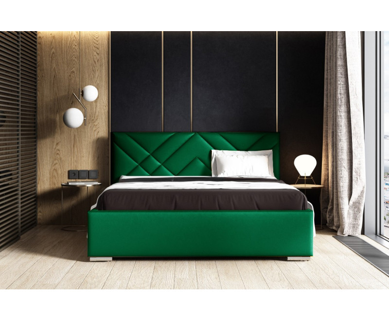 IMPERIA S12 łóżko tapicerowane 160x200 zagłowie przeszycia, stelaż metalowy