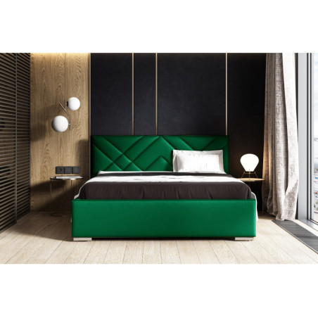 IMPERIA S12 łóżko tapicerowane 160x200 zagłowie przeszycia, stelaż metalowy