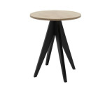 MARCO STZ 1 Wysoki okrągły stolik kawowy Ø 58 cm, blat laminat kolor + podstawa czarny