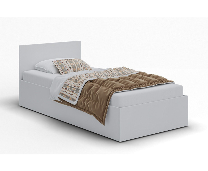MONA Białe łóżko jednoosobowe 90x200 + stelaż + materac