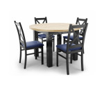 Zestaw: 4x krzesło SKANDI +  MODERN M37 Okrągły stół rozkładany Ø100+40 laminat, nogi proste (dąb jasny + czarny)