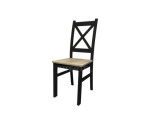 Czarne krzesło SKANDI z krzyżem, siedzisko dąb sonoma