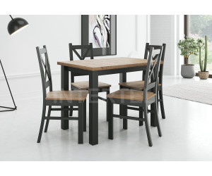 Zestaw: 4 krzesła SKANDI + stół SZTOKHOLM 70x100 cm (kraft złoty + czarny)