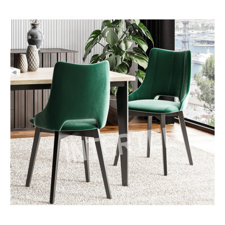 MODERN M30 Krzesło tapicerowane z wycięciem, bluvel 78 butelkowa zieleń, nogi czarne