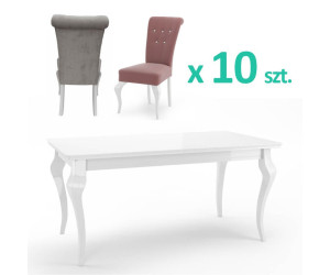 Zestaw: stół MERSO LL 100x200-300 biały połysk + 10 krzeseł MERSO 64