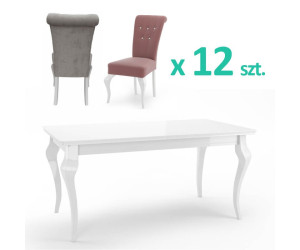 Zestaw: stół MERSO LL 100x200-300 biały połysk + 12 krzeseł MERSO 64