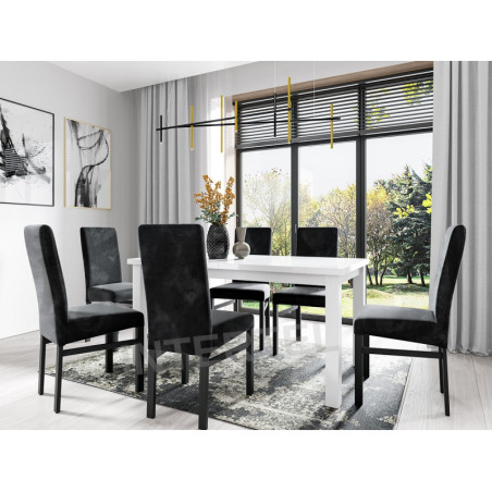 ZESTAW 6 os: MODERN M3 Krzesło tapicerowane + stół BRILLANT 80x150-190 cm